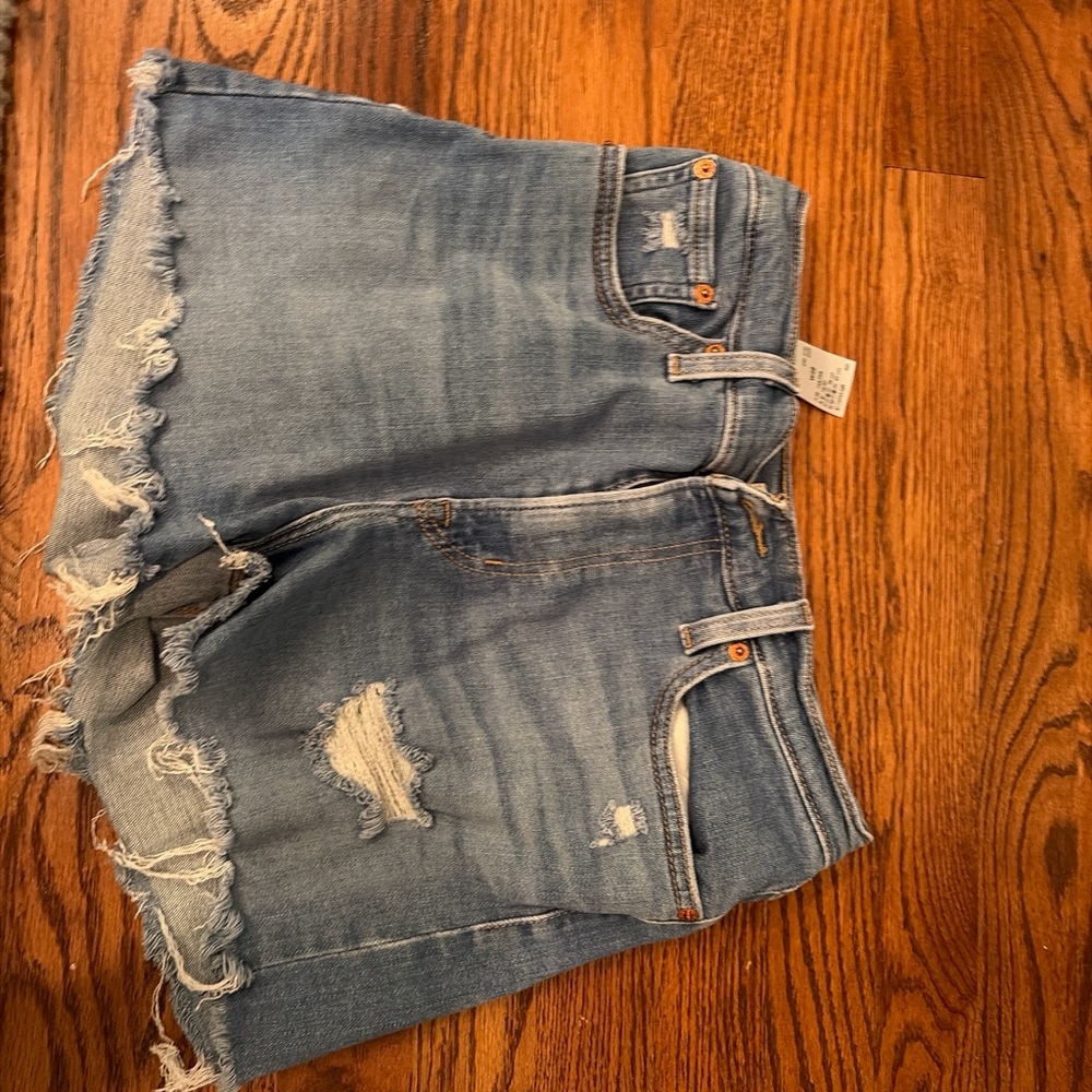 Levi's Light Blue Frayed Jean Shorts